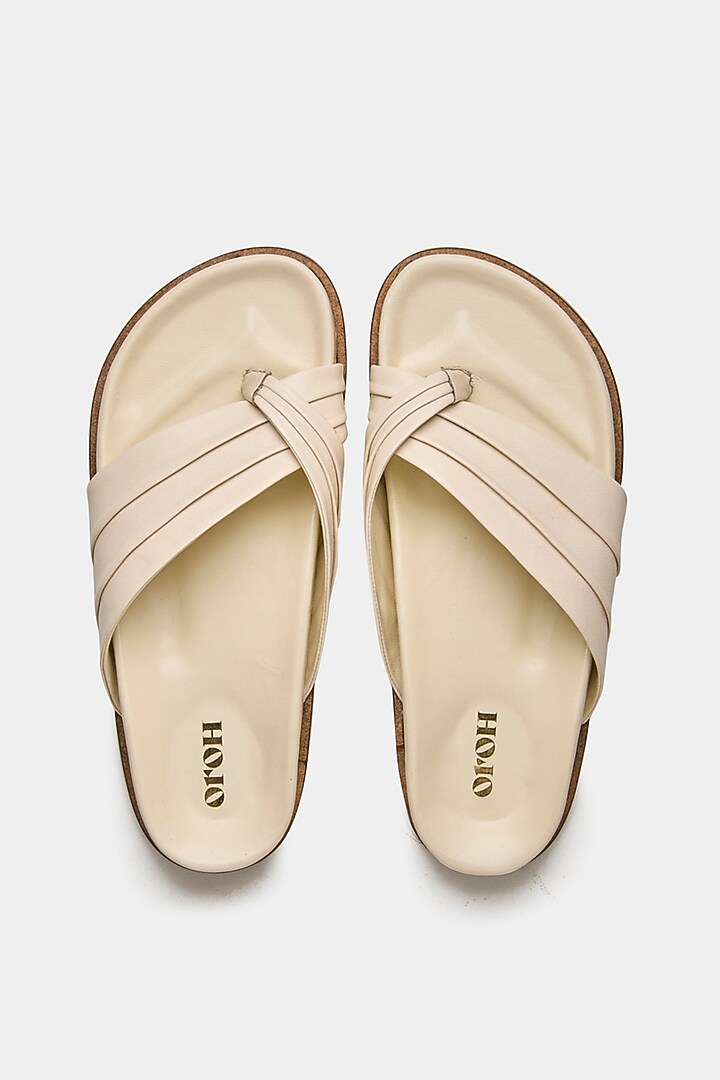 White Genuine Leather Flats by Oroh at Pernia's Pop Up Shop