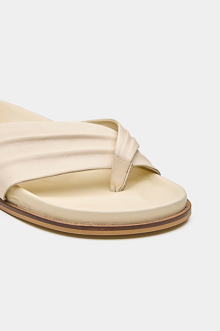 White Genuine Leather Flats by Oroh at Pernia's Pop Up Shop