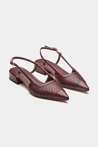 Maroon Genuine Leather Pump Heels by Oroh
