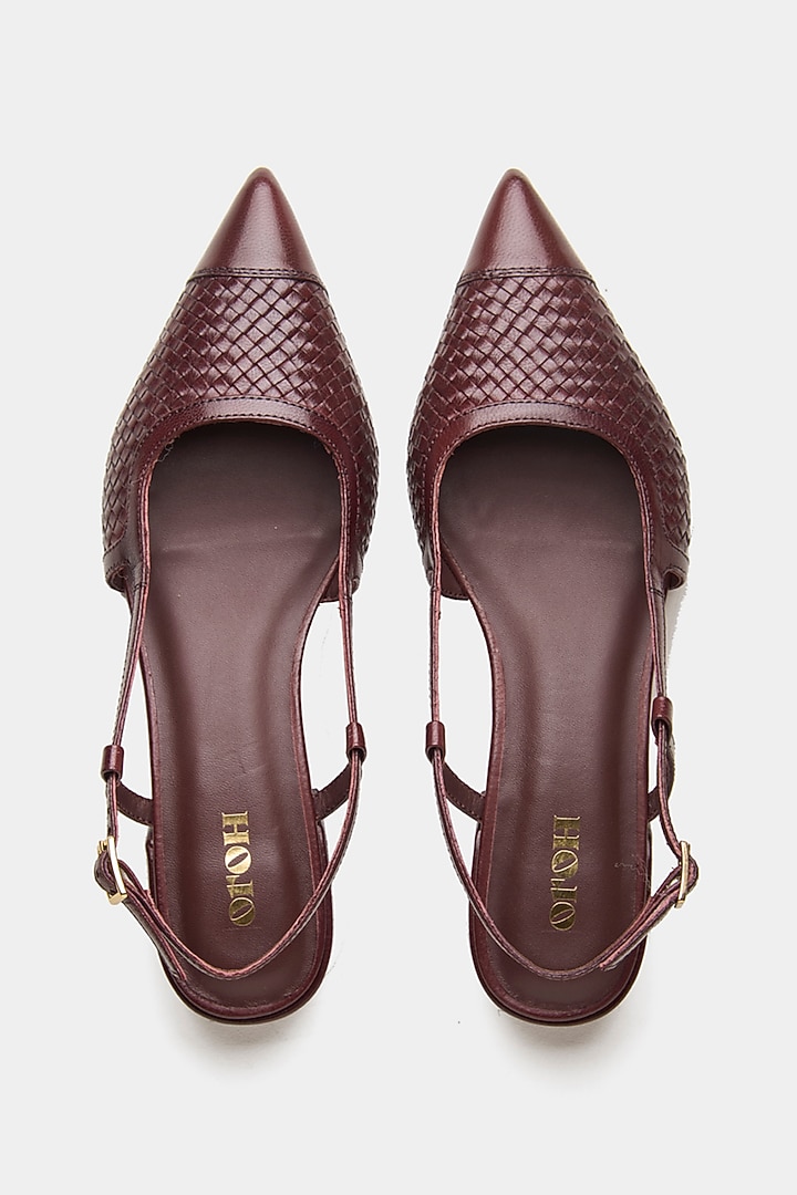 Maroon Genuine Leather Pump Heels by Oroh at Pernia's Pop Up Shop