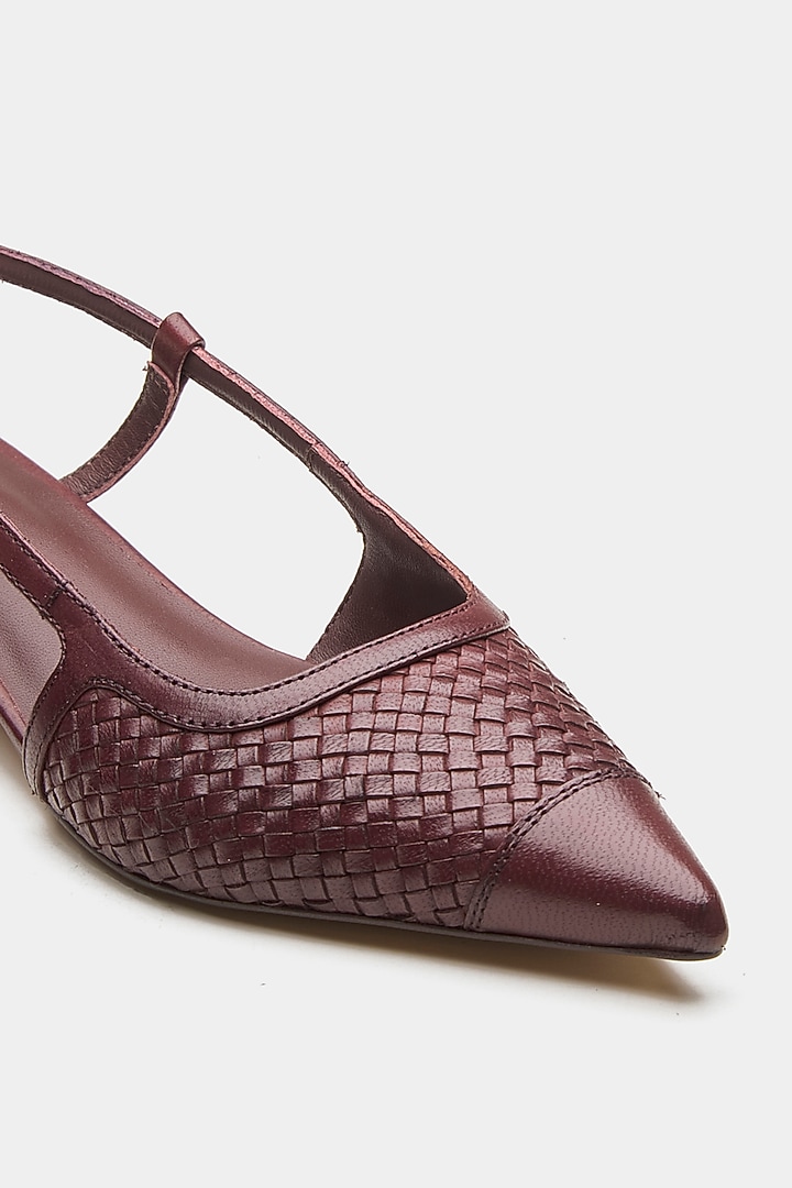 Maroon Genuine Leather Pump Heels by Oroh at Pernia's Pop Up Shop