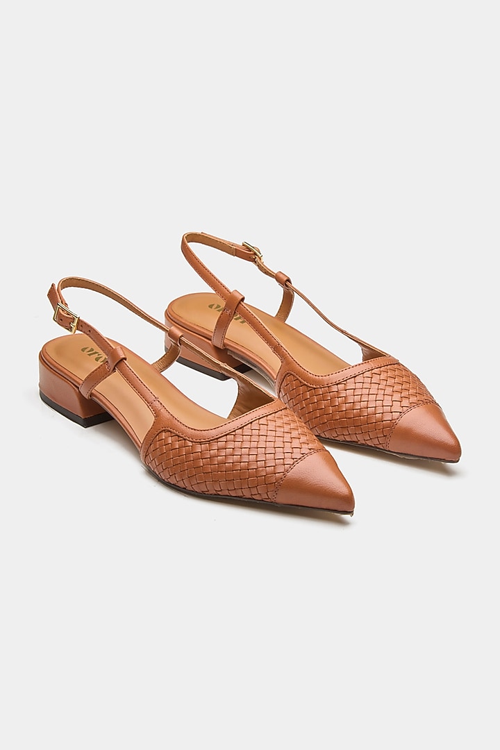 Tan Genuine Leather Pump Heels by Oroh at Pernia's Pop Up Shop