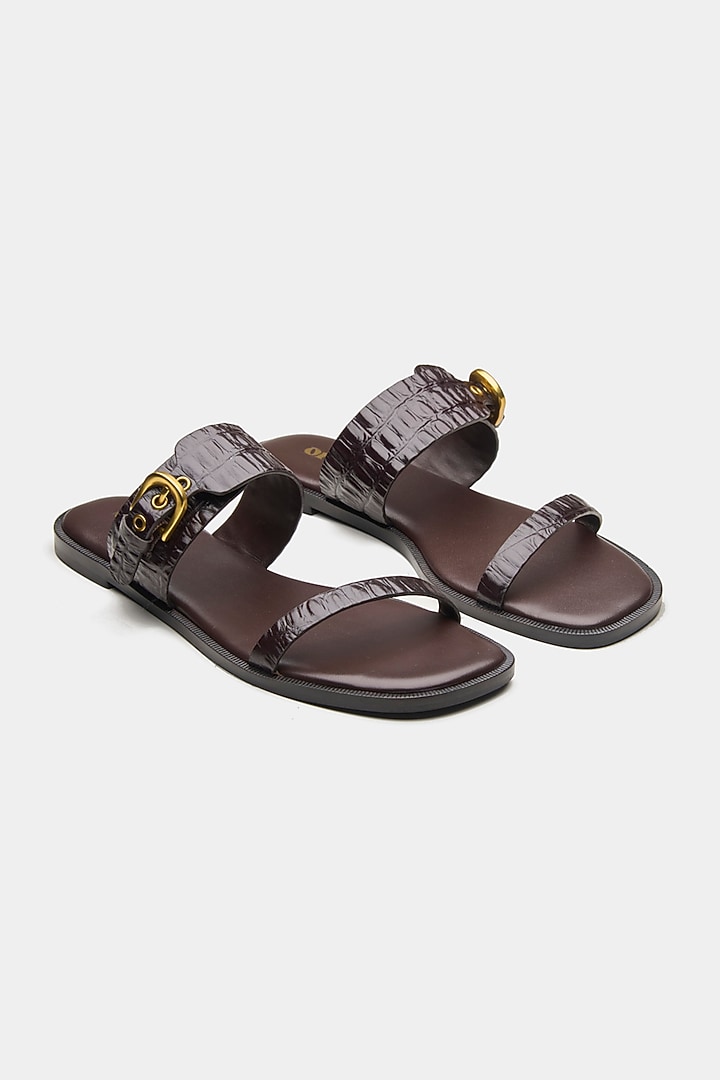 Brown Genuine Leather Flats by Oroh at Pernia's Pop Up Shop