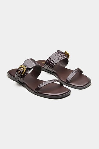 Brown Genuine Leather Flats by Oroh