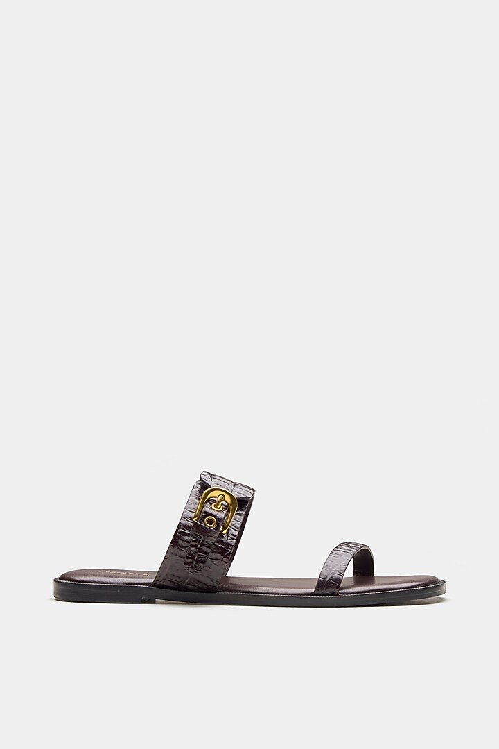 Brown Genuine Leather Flats by Oroh at Pernia's Pop Up Shop