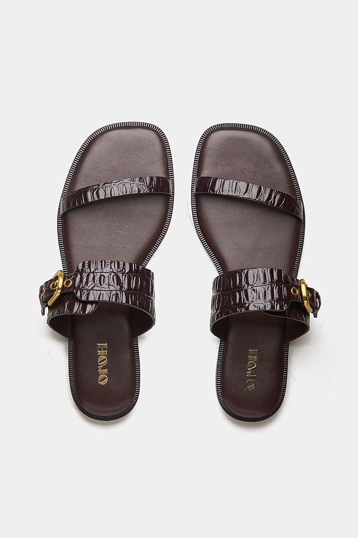 Brown Genuine Leather Flats by Oroh at Pernia's Pop Up Shop