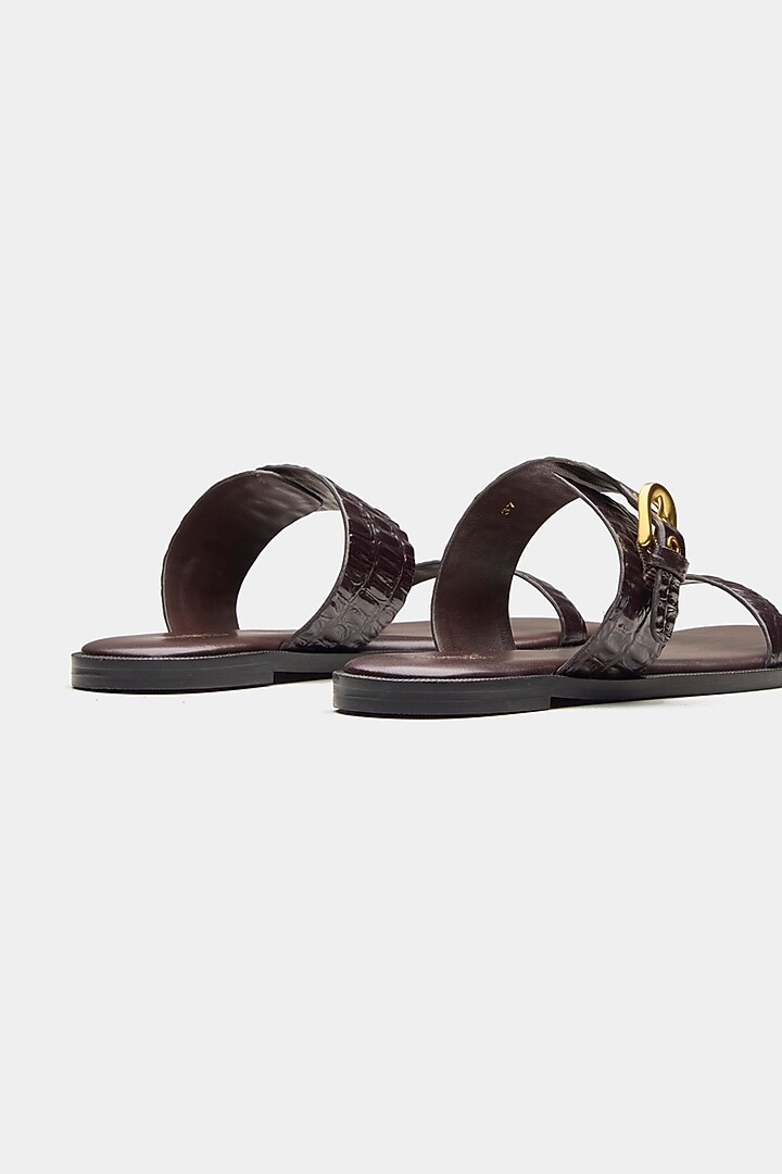 Brown Genuine Leather Flats by Oroh at Pernia's Pop Up Shop