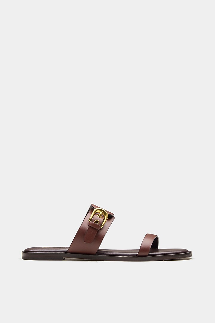 Brown Genuine Leather Flats by Oroh at Pernia's Pop Up Shop
