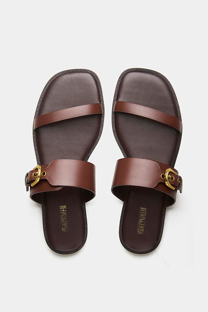 Brown Genuine Leather Flats by Oroh at Pernia's Pop Up Shop