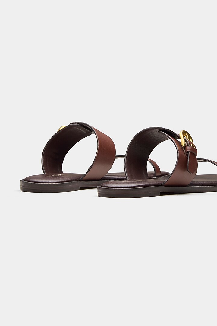 Brown Genuine Leather Flats by Oroh at Pernia's Pop Up Shop