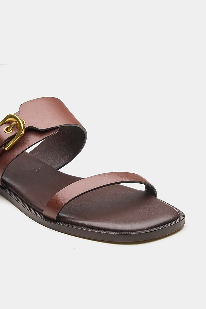 Brown Genuine Leather Flats by Oroh at Pernia's Pop Up Shop