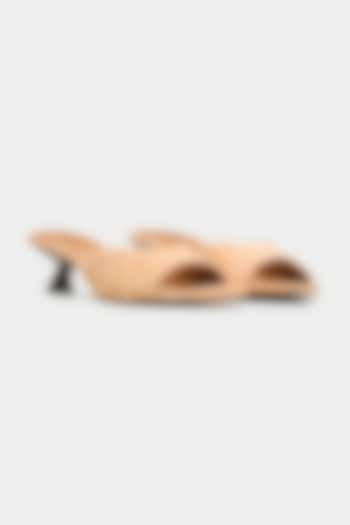 Tan Genuine Leather Kitten Heels by Oroh at Pernia's Pop Up Shop