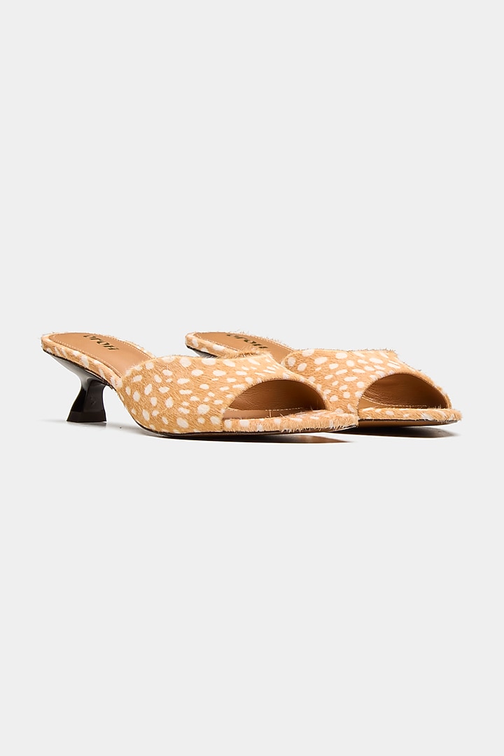 Tan Genuine Leather Kitten Heels by Oroh at Pernia's Pop Up Shop