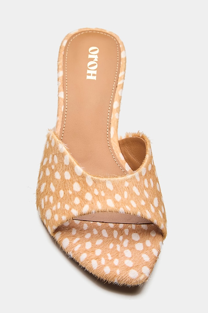 Tan Genuine Leather Kitten Heels by Oroh at Pernia's Pop Up Shop