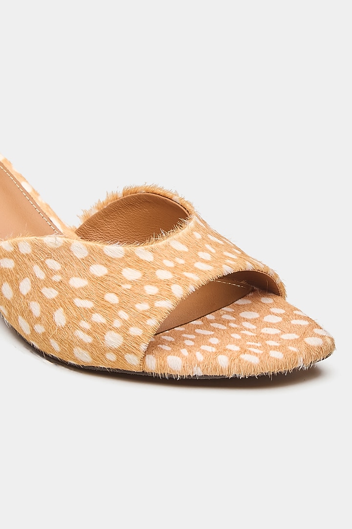 Tan Genuine Leather Kitten Heels by Oroh at Pernia's Pop Up Shop