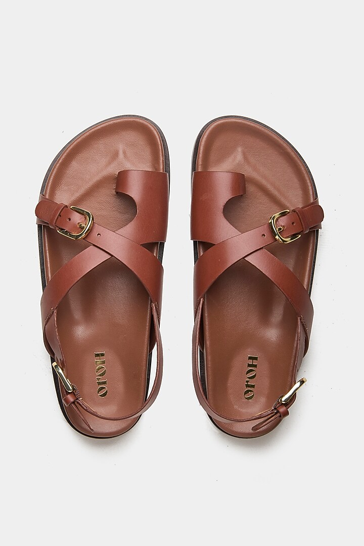 Brown Genuine Leather Sandals by Oroh at Pernia's Pop Up Shop