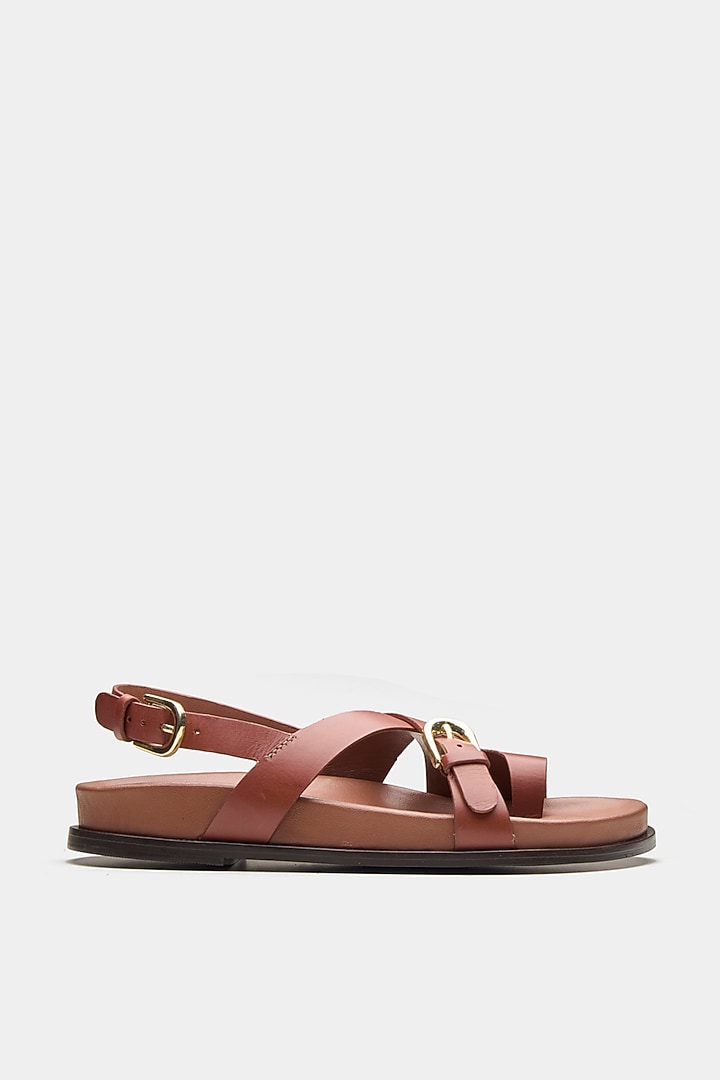 Brown Genuine Leather Sandals by Oroh at Pernia's Pop Up Shop