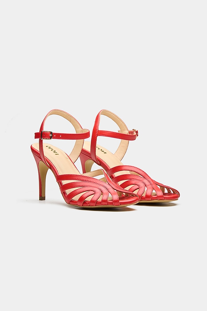 Red Genuine Leather Heels by Oroh at Pernia's Pop Up Shop