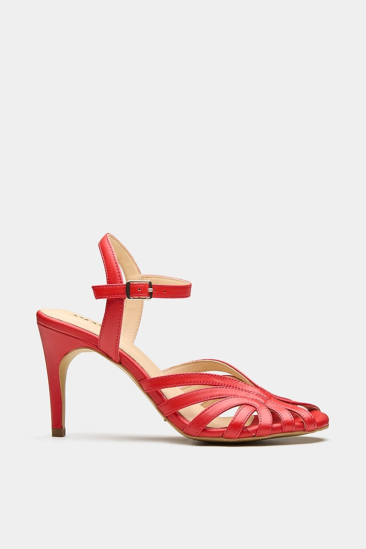 Red Genuine Leather Heels by Oroh at Pernia's Pop Up Shop