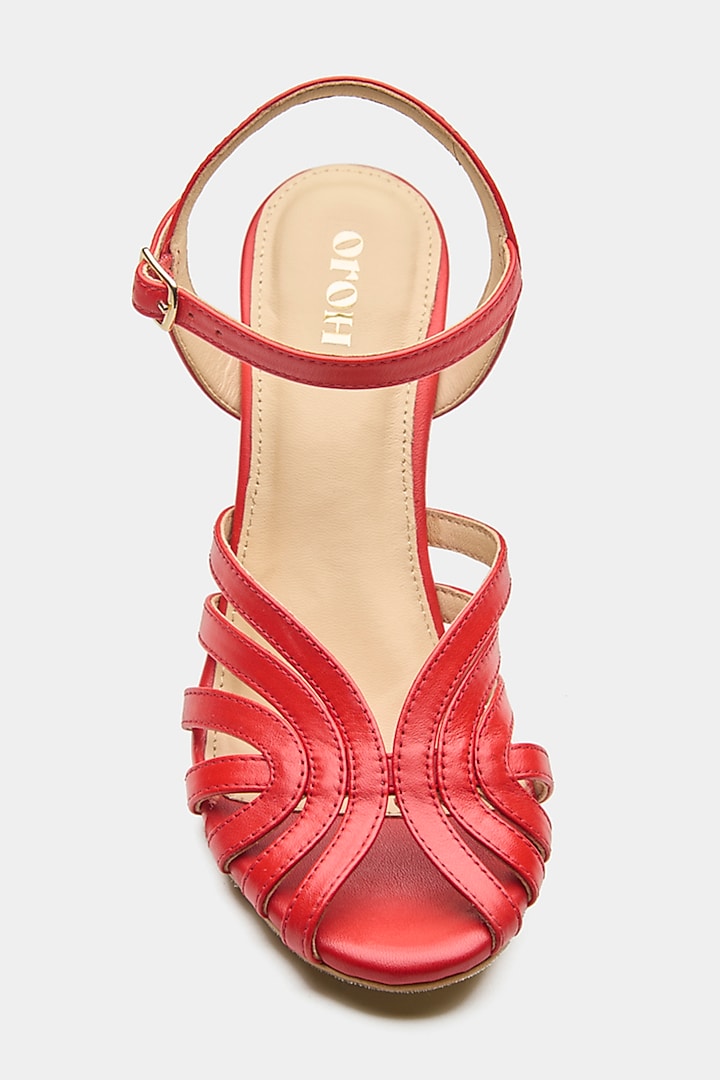 Red Genuine Leather Heels by Oroh at Pernia's Pop Up Shop