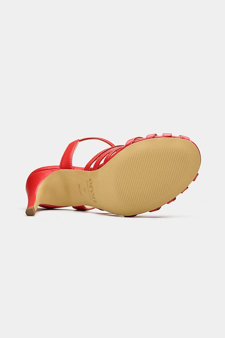Red Genuine Leather Heels by Oroh at Pernia's Pop Up Shop