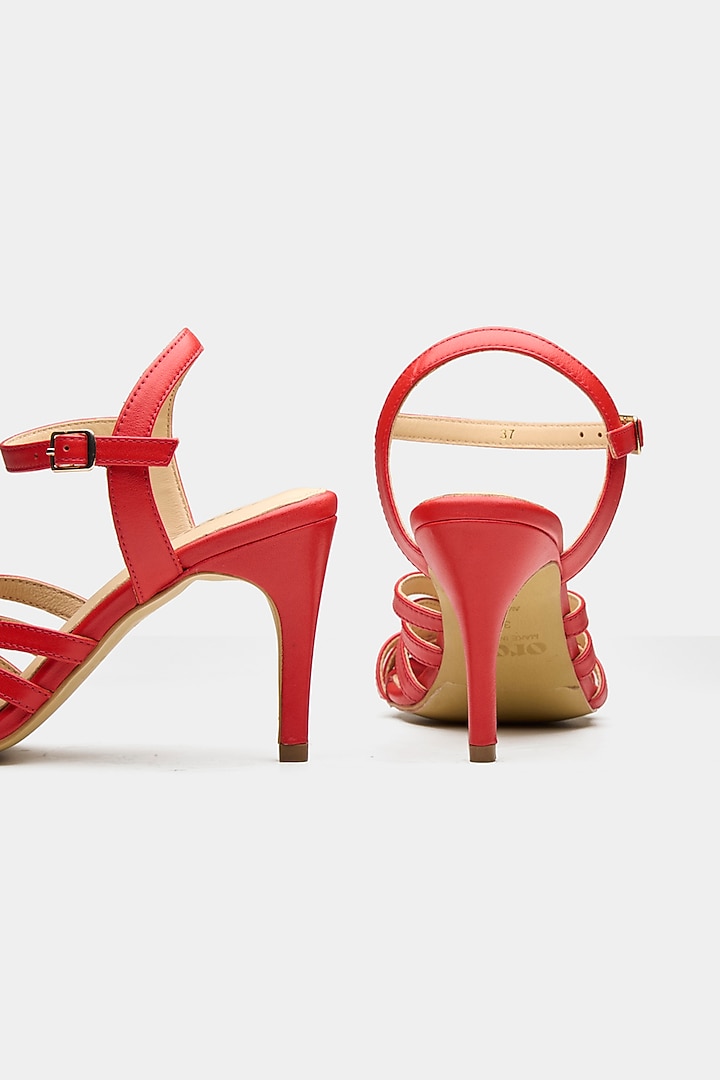 Red Genuine Leather Heels by Oroh at Pernia's Pop Up Shop