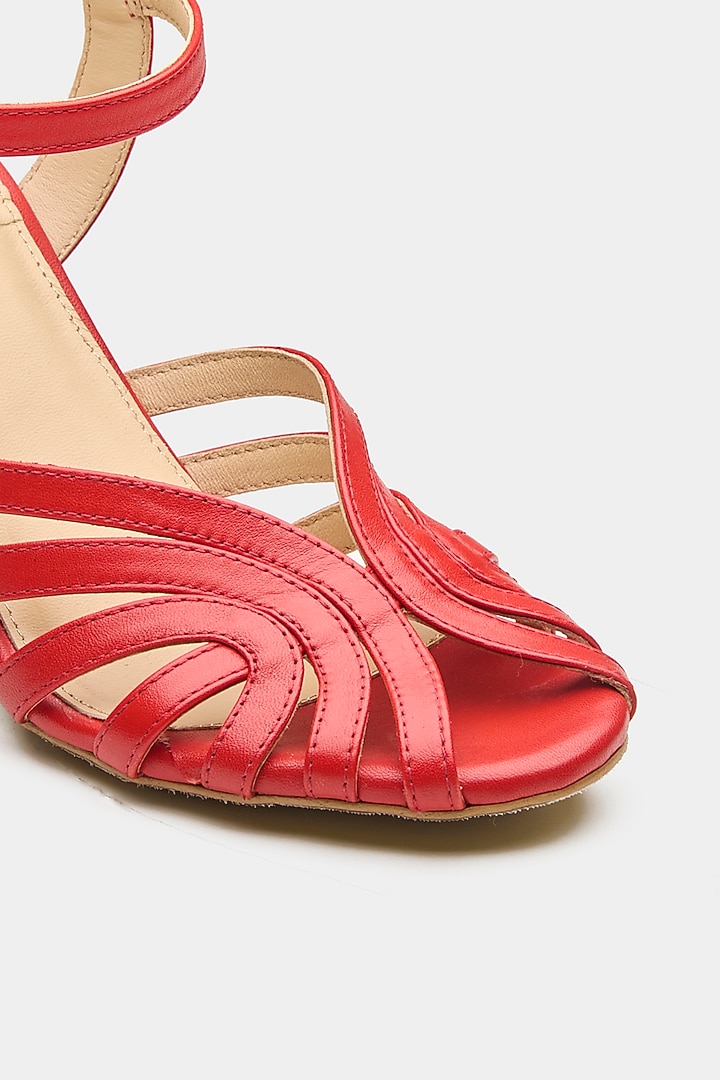 Red Genuine Leather Heels by Oroh at Pernia's Pop Up Shop