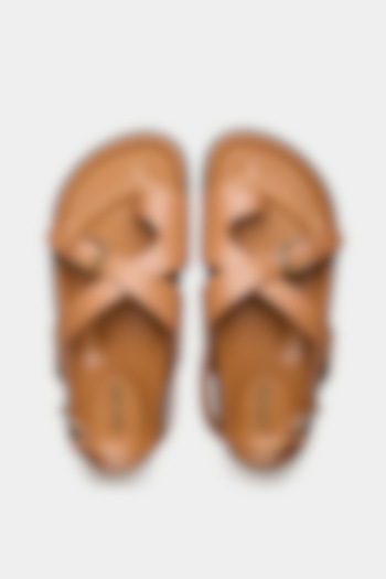 Tan Genuine Leather Sandals by Oroh at Pernia's Pop Up Shop