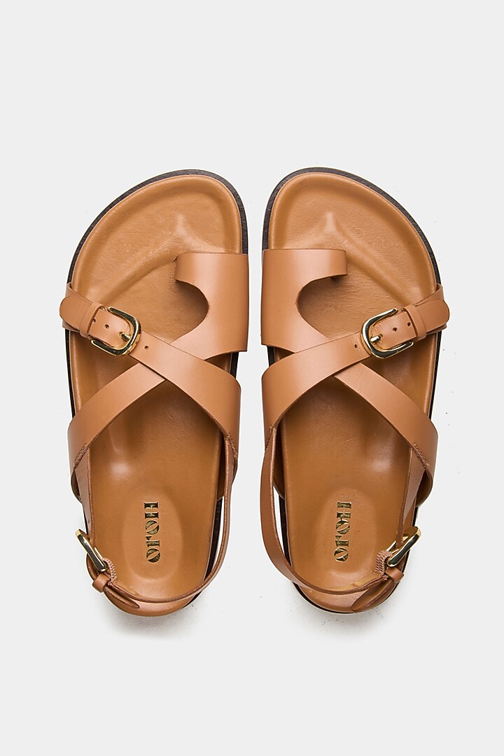 Tan Genuine Leather Sandals by Oroh at Pernia's Pop Up Shop