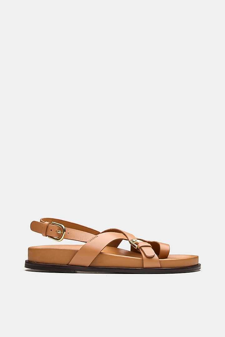 Tan Genuine Leather Sandals by Oroh at Pernia's Pop Up Shop