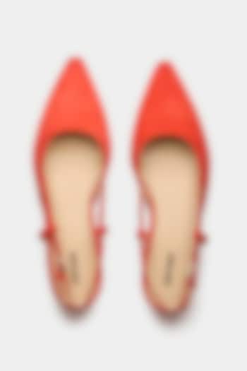 Orange Genuine Leather Pointed-Toe Slingback Heels by Oroh at Pernia's Pop Up Shop