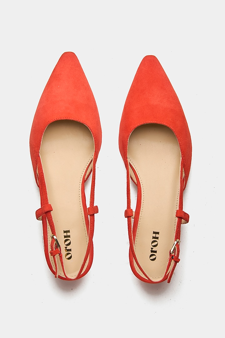 Orange Genuine Leather Pointed-Toe Slingback Heels by Oroh at Pernia's Pop Up Shop