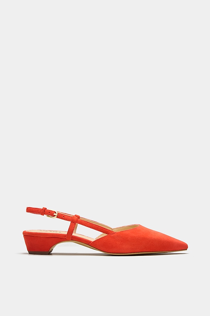 Orange Genuine Leather Pointed-Toe Slingback Heels by Oroh at Pernia's Pop Up Shop