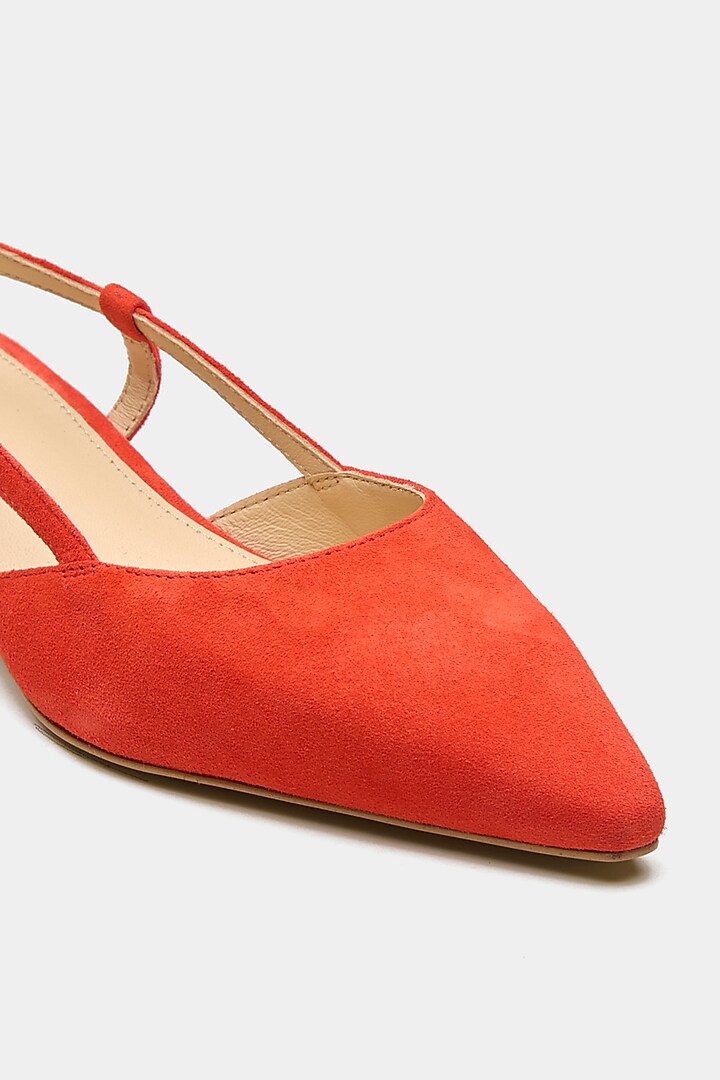 Orange Genuine Leather Pointed-Toe Slingback Heels by Oroh at Pernia's Pop Up Shop