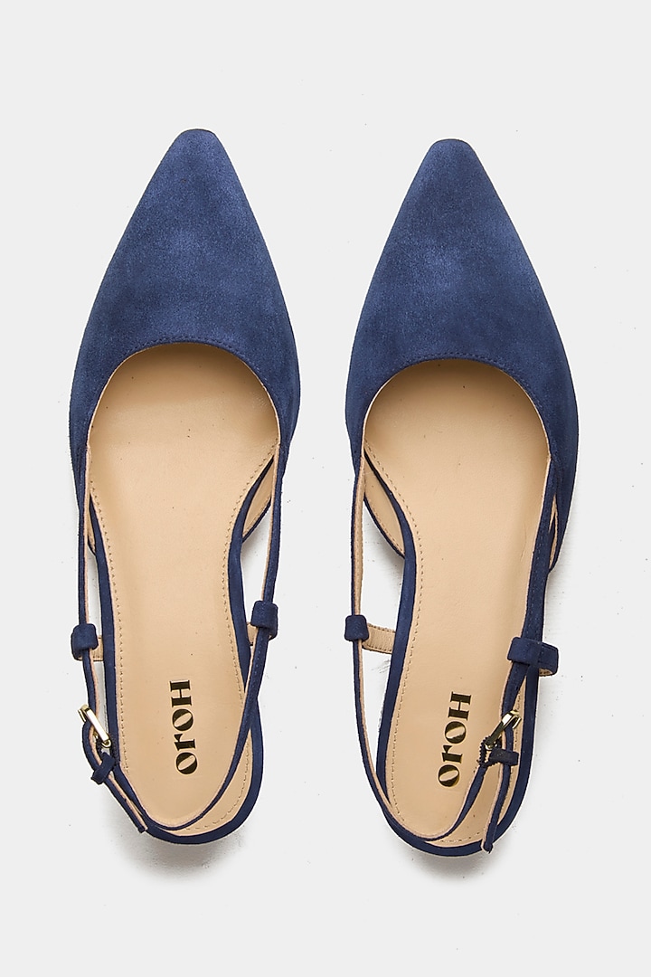 Navy Genuine Leather Pointed-Toe Slingback Heels by Oroh at Pernia's Pop Up Shop