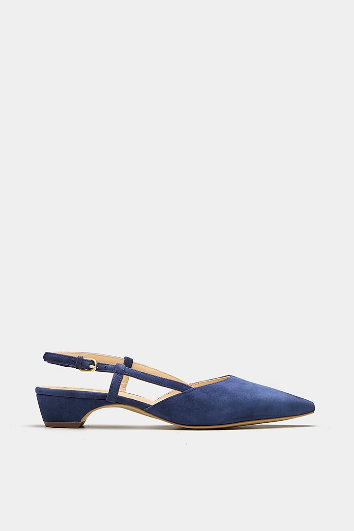 Navy Genuine Leather Pointed-Toe Slingback Heels by Oroh at Pernia's Pop Up Shop