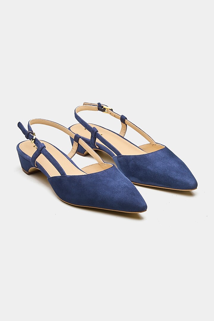 Navy Genuine Leather Pointed-Toe Slingback Heels by Oroh at Pernia's Pop Up Shop