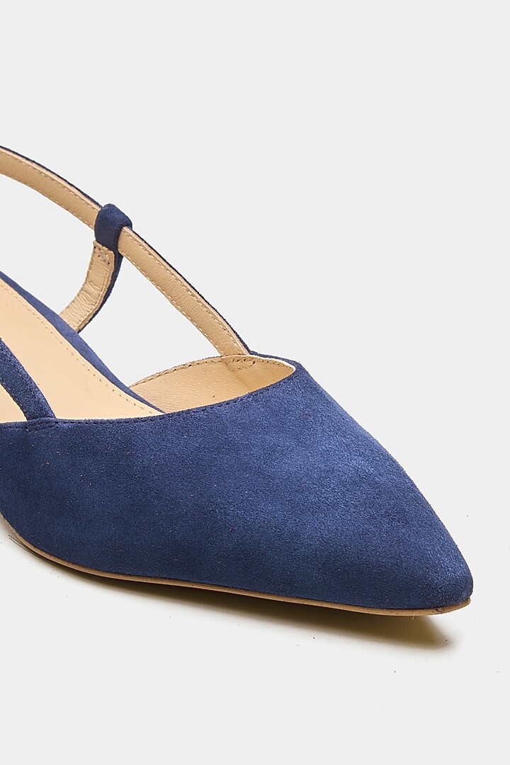Navy Genuine Leather Pointed-Toe Slingback Heels by Oroh at Pernia's Pop Up Shop