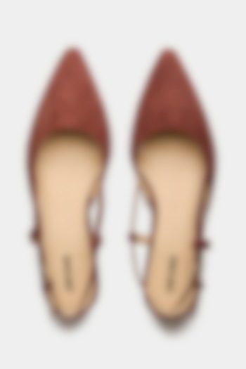 Brown Genuine Leather Pointed-Toe Slingback Heels by Oroh at Pernia's Pop Up Shop