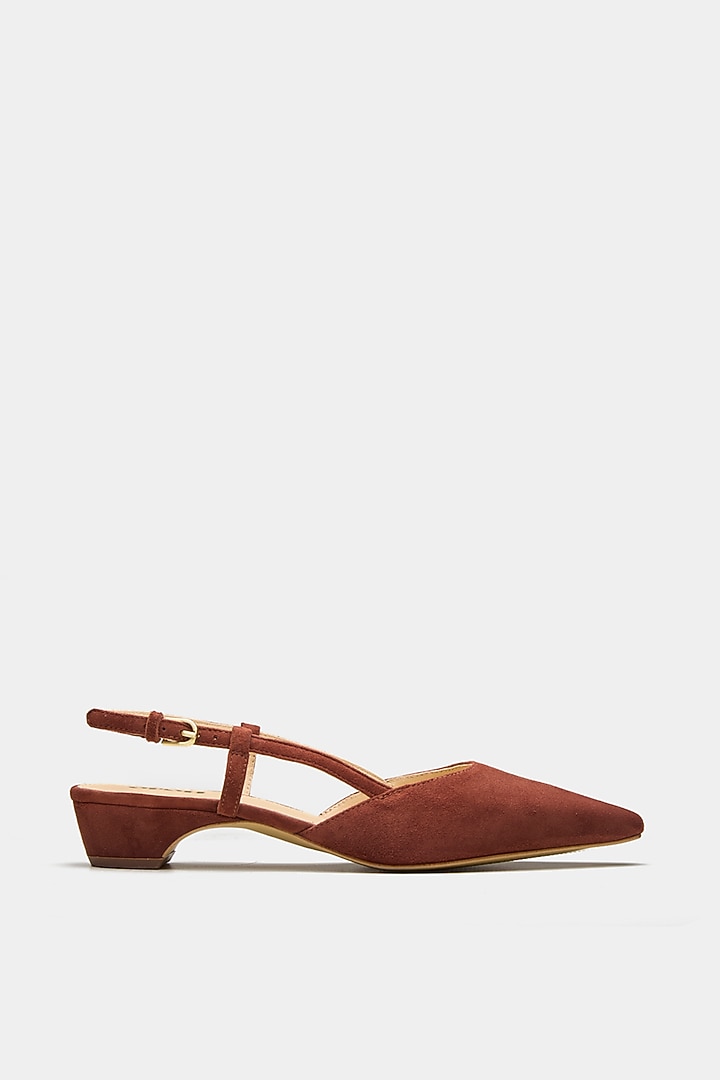 Brown Genuine Leather Pointed-Toe Slingback Heels by Oroh at Pernia's Pop Up Shop