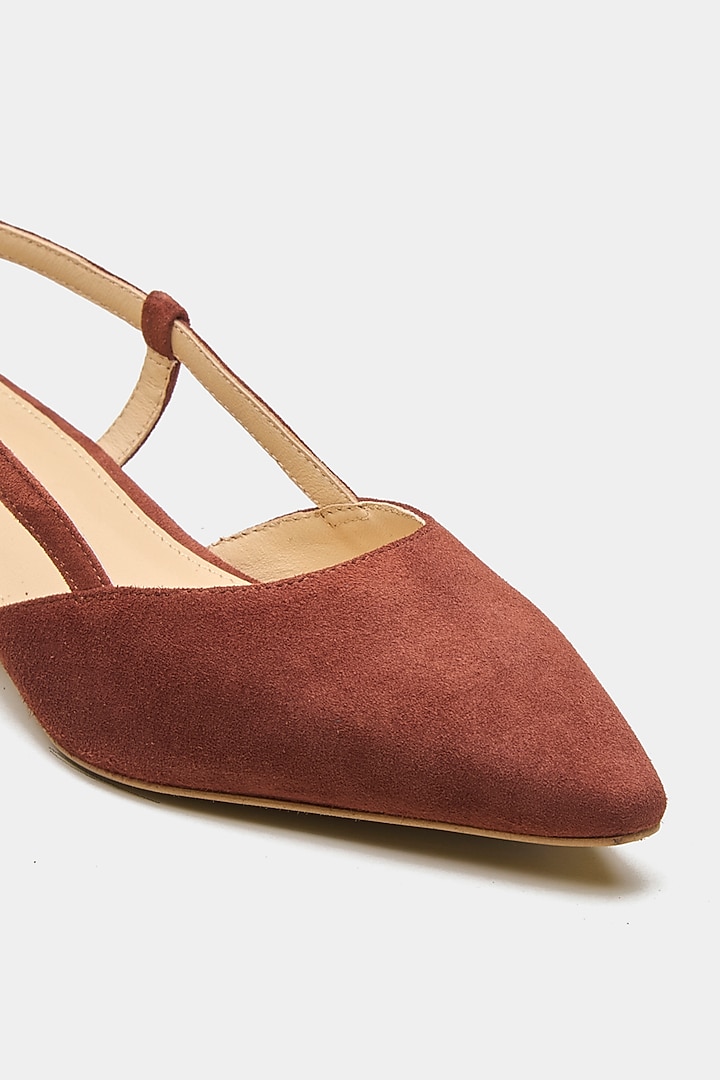 Brown Genuine Leather Pointed-Toe Slingback Heels by Oroh at Pernia's Pop Up Shop