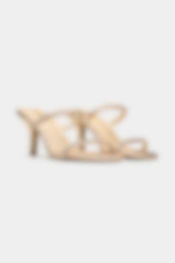 Gold Genuine Leather Two-Strap High Heels by Oroh at Pernia's Pop Up Shop
