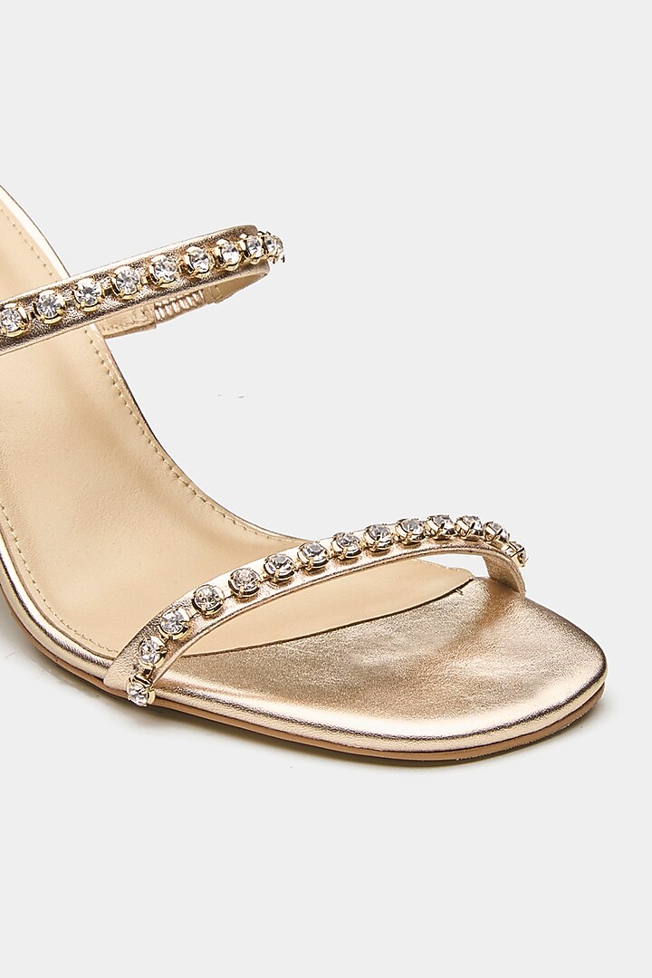 Gold Genuine Leather Two-Strap High Heels by Oroh at Pernia's Pop Up Shop