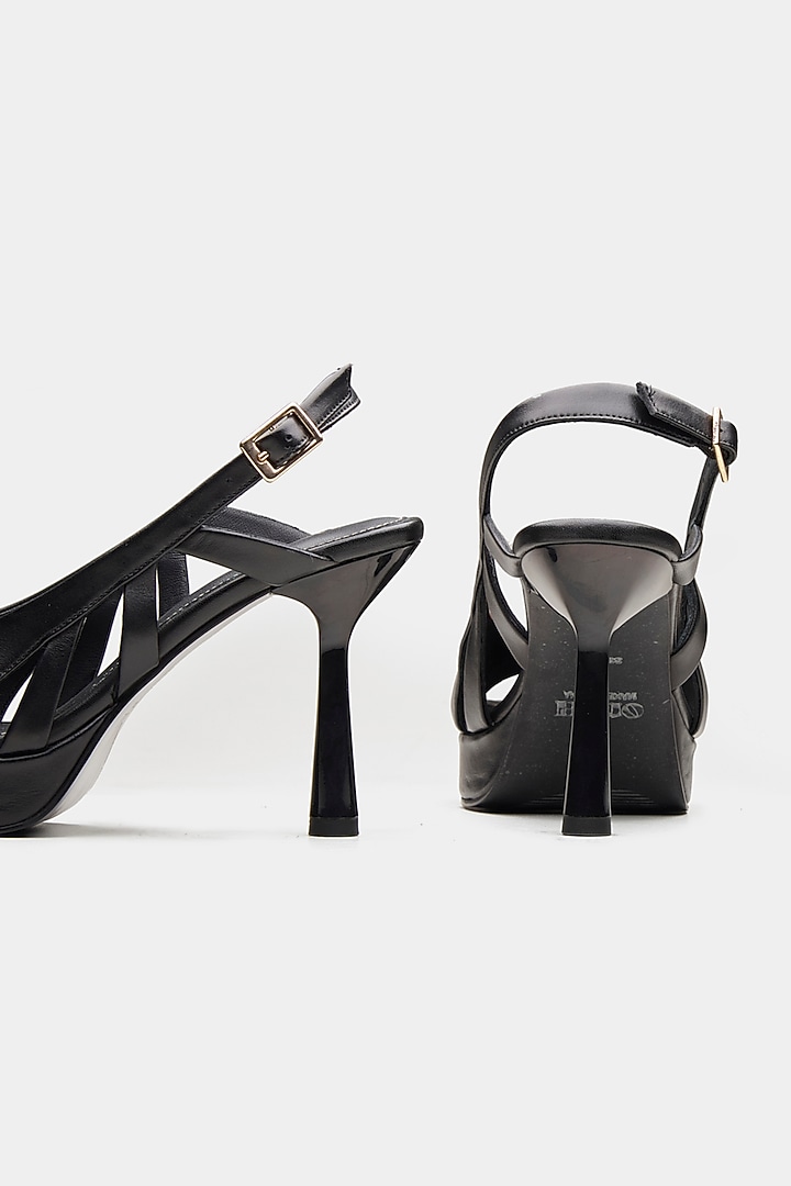 Black Genuine Leather Slingback Platform Stiletto Heels by Oroh at Pernia's Pop Up Shop