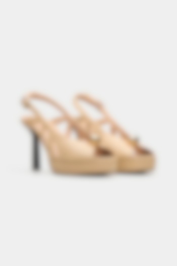 Nude Genuine Leather Slingback Platform Stiletto Heels by Oroh at Pernia's Pop Up Shop