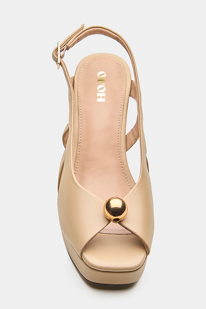 Nude Genuine Leather Slingback Platform Stiletto Heels by Oroh at Pernia's Pop Up Shop