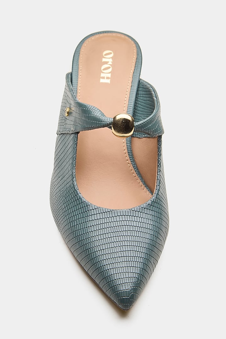 Green Genuine Leather Leopard Printed Heels by Oroh at Pernia's Pop Up Shop