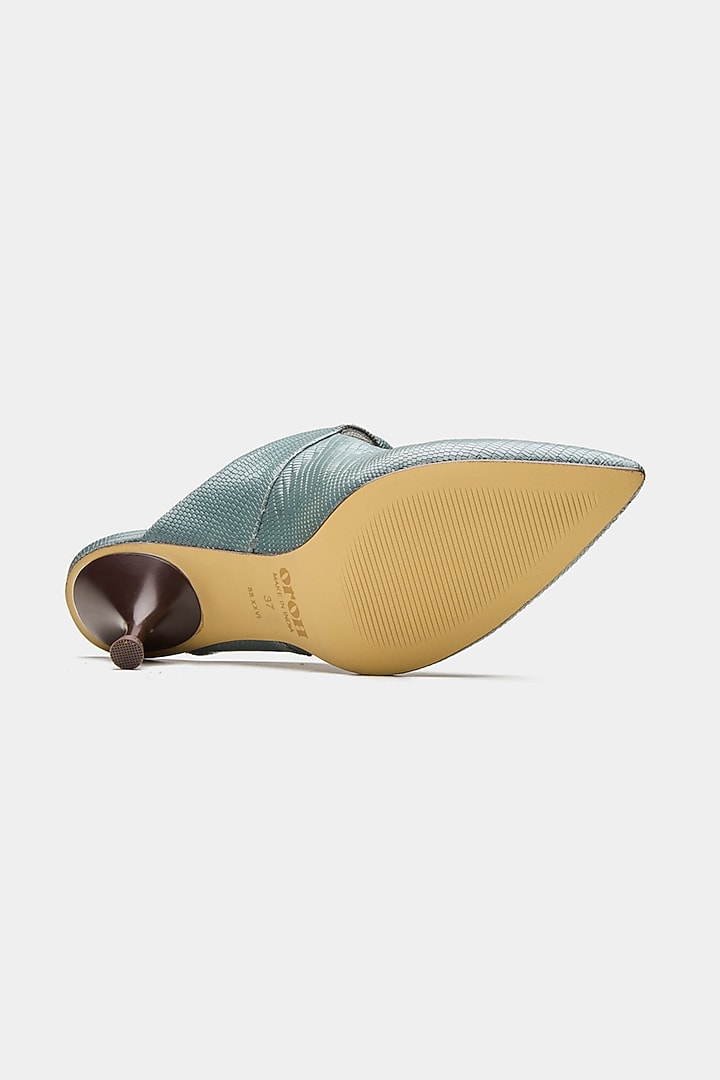 Green Genuine Leather Leopard Printed Heels by Oroh at Pernia's Pop Up Shop