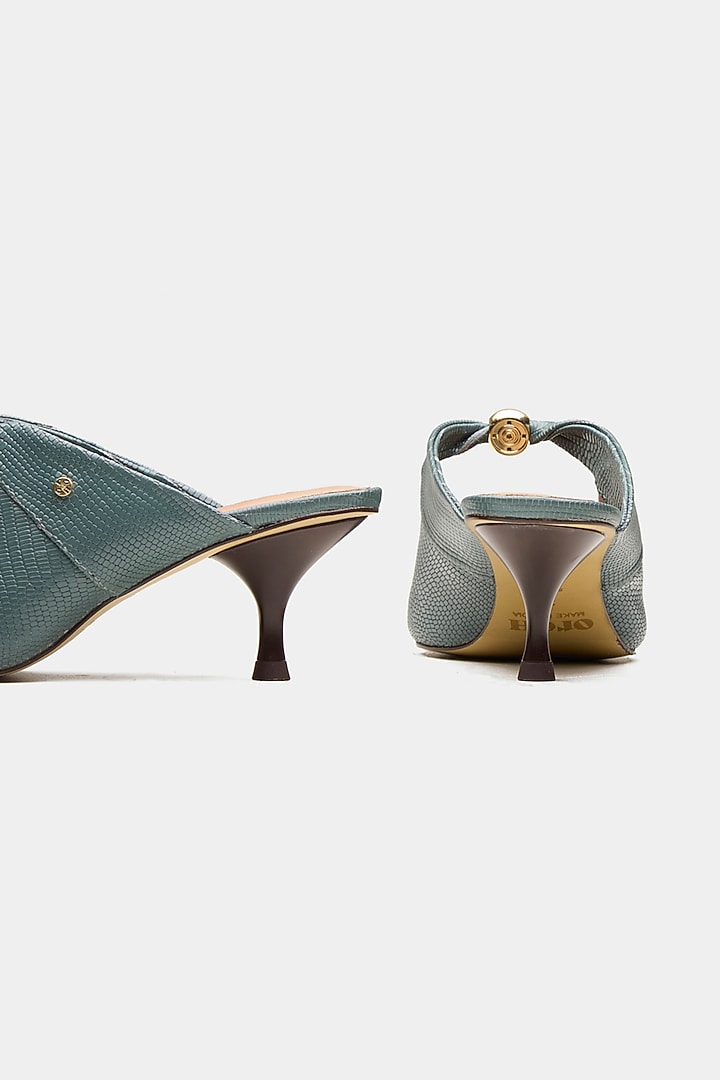 Green Genuine Leather Leopard Printed Heels by Oroh at Pernia's Pop Up Shop