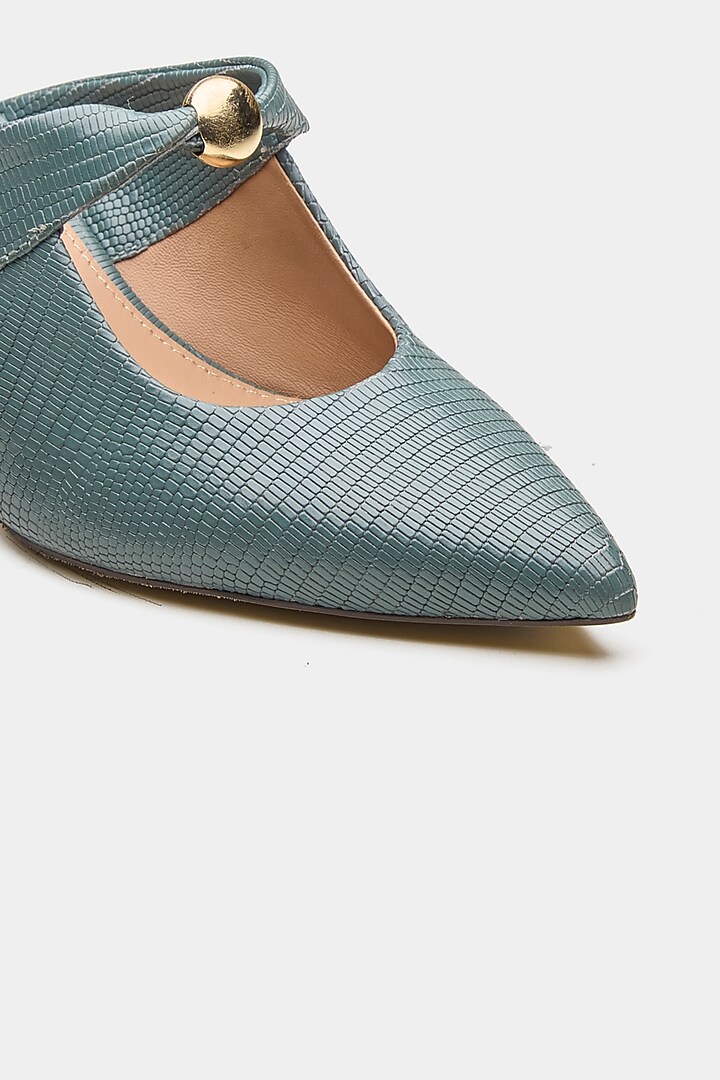 Green Genuine Leather Leopard Printed Heels by Oroh at Pernia's Pop Up Shop